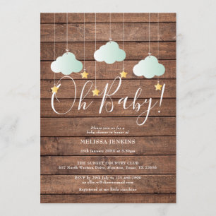 Invitation Rustic Wood Twinkle Twinkle Oh Baby Baby shower