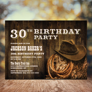 Invitation Rustic Wood Western 30e fête d'anniversaire