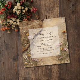 Invitation Rustic Wooden Bohemian Floral Wedding 
