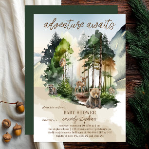 Invitation Rustic Woodland Adventure Attend Boy Baby shower