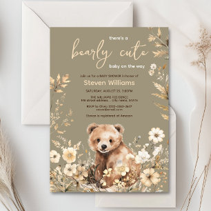 Invitation Rustic Woodland Bear Baby shower neutre du genre