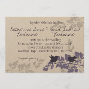 Invitation Rustic Woodland Birds Mariage