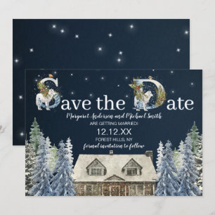 Invitation Rustic Woods Winter Wonderland Enregistrer la date