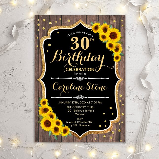 Invitation Rustique 30e anniversaire - Sunflowers Wood Invita (Créateur téléchargé)