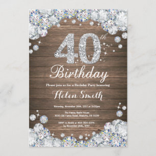 Invitation Rustique 40e anniversaire Silver Diamond