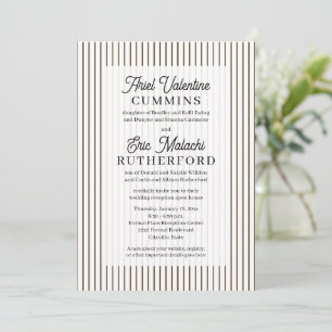 Invitation Rustique 4 jeux de parents brun rayure fine