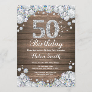 Invitation Rustique 50e anniversaire Silver Diamond