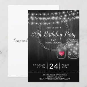 Invitation Rustique 50e anniversaire String éclats Mason Jars