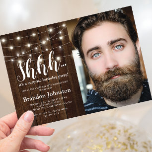 Invitation Rustique Adulte Surprise Anniversaire Photo