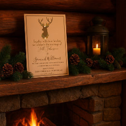 Invitation Rustique Antler Floral Mariage Boho Pays