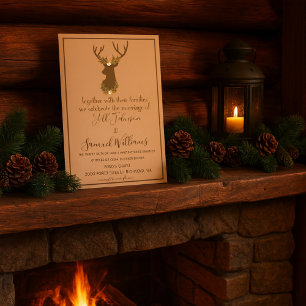 Invitation Rustique Antler Floral Mariage Boho Pays