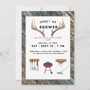 Invitation Rustique Antlers Honey Do Couples Wedding shower