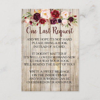 Invitation Rustique Apportez un livre au lieu de Baby shower