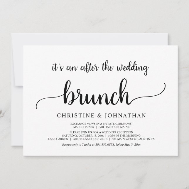 Invitation Rustique après le Mariage Elopement Brunch (Devant)