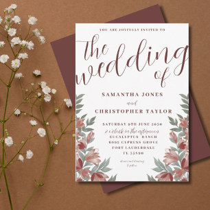 Invitation Rustique Aquarelle Terracotta Mariage Floral