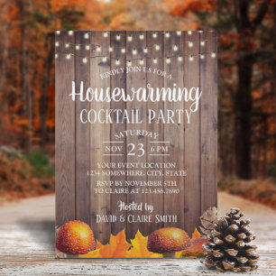 Invitation Rustique Automne Accueil Réchauffement Cocktail Fê