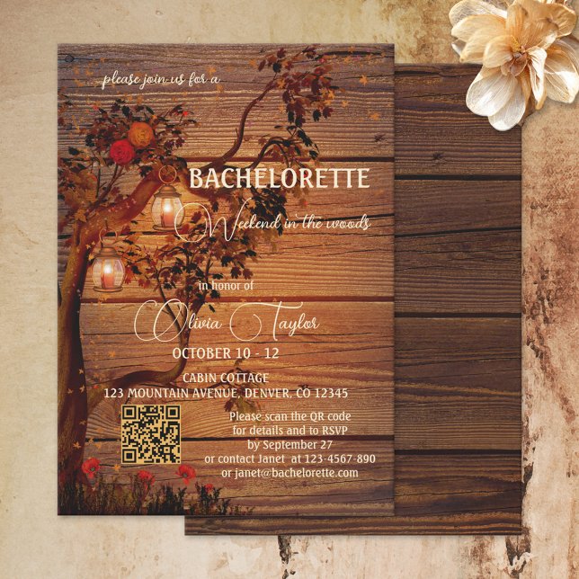 Invitation Rustique Automne Bachelorette Week-end dans les bo (Créateur téléchargé)