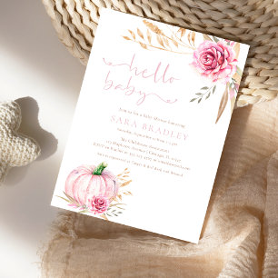 Invitation Rustique automne boho Citrouille bébé Fille douche