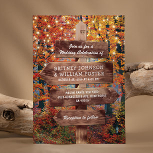 Invitation Rustique Automne Bois Bois Chaîne Mariage