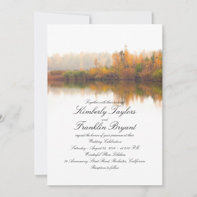 Invitation Rustique Automne Élégant et simple Mariage (Devant)