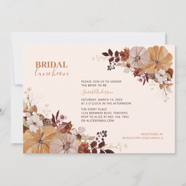Invitation Rustique Automne Floral Bridal Luncheon douche (Devant)