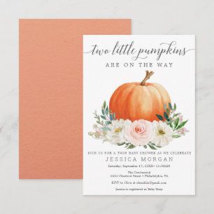 Invitation Rustique Automne Floral Citrouille Jumeau Baby sho