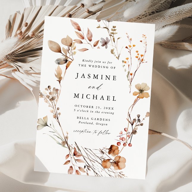 Invitation Rustique Automne Floral Mariage (Créateur téléchargé)
