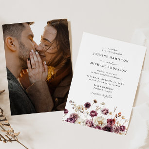 Invitation Rustique Automne Floral Meadow Photo Mariage