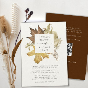 Invitation Rustique Automne Mariage de automne Tout en un QR 
