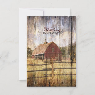 Invitation rustique automne ouest pays rouge grange mariage