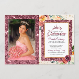 Invitation Rustique Automne Séquin Floral Quinceanera Invitat
