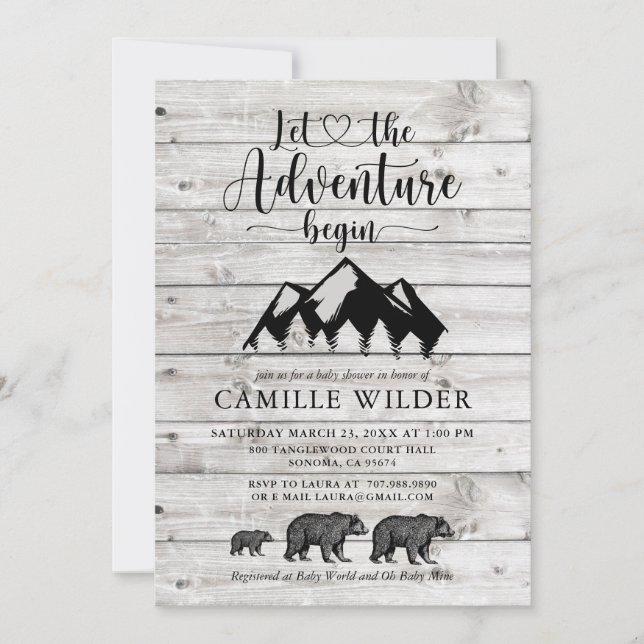 Invitation Rustique Aventure Commence Montagnes Ours (Devant)