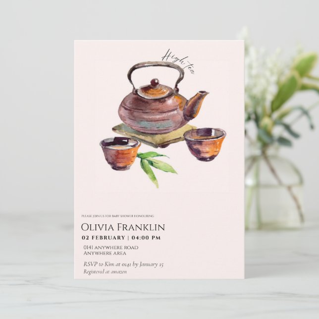 Invitation Rustique, baby shower de fête du thé (Debout devant)