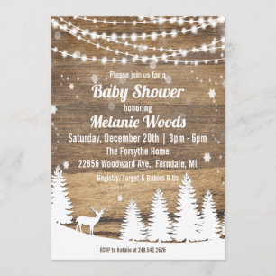 Invitation Rustique Baby shower d'hiver