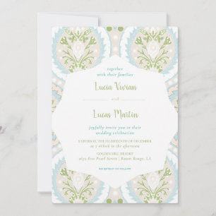 Invitation Rustique Baho Vintage Carrelage Floral Mariage