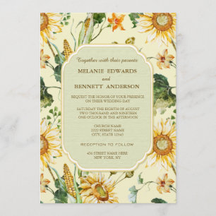 Invitation Rustique Beauté Sunflower Mariage botanique