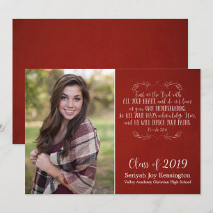 Invitation Rustique Bible chrétienne Verse Red Graduation Pho