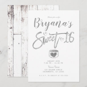 Invitation Rustique Blanc Grange Bois Argent Doux 16 Partie