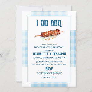 Invitation Rustique Bleu En vichy Je fais BBQ
