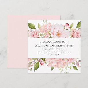 Invitation Rustique Blus rose Rose Carré Mariage