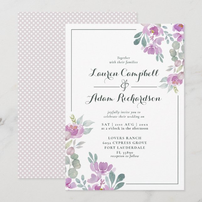 Invitation Rustique Blush rose Eucalyptus Mariage Invi (Devant / Derrière)