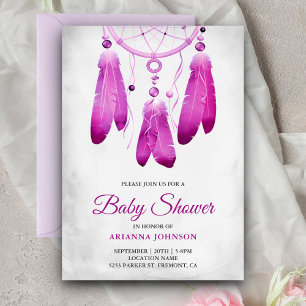 Invitation Rustique Bohème Capture de Rêves Violette Baby Sho