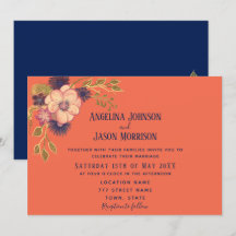 Rustique Bohème Floral Mariage Navy et Corail