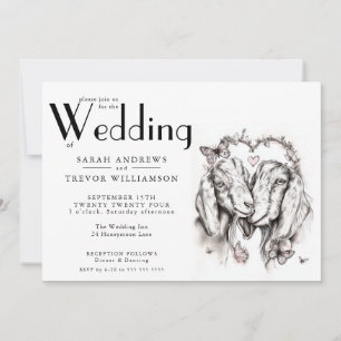 Invitation Rustique BOHO Amoureux des Chèvres