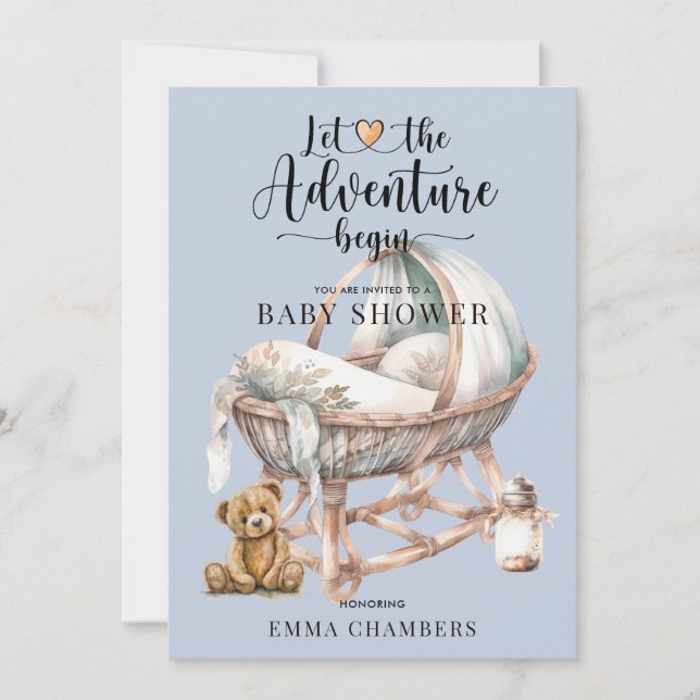 Invitation Rustique Boho Boy Baby shower Nursery Crib (Devant)