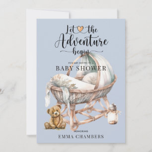 Invitation Rustique Boho Boy Baby shower Nursery Crib