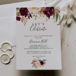 Invitation Rustique Boho coloré Floral Fêtons la fête
