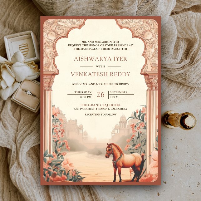 Invitation Rustique Boho Earthy Floral Mariage de cheval indi (Créateur téléchargé)