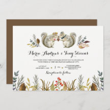 Rustique Boho Forest Squirrels Mariage d'aquarelle