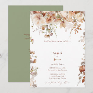 Invitation Rustique Boho Garden Flowers Mariage QR Code